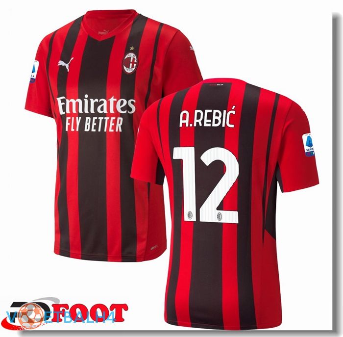 AC Milan（A.REBIC 12）thuis jersey rood/zwart 2021/2022