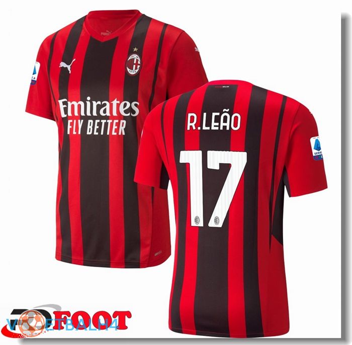 AC Milan（R.LEAO 17）thuis jersey rood/zwart 2021/2022