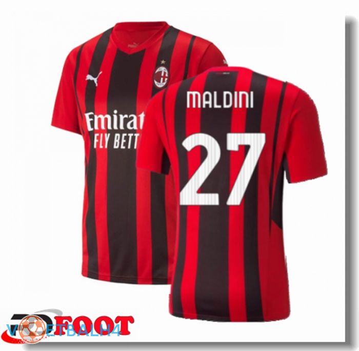 AC Milan（MALDINI 27）thuis jersey rood/zwart 2021/2022