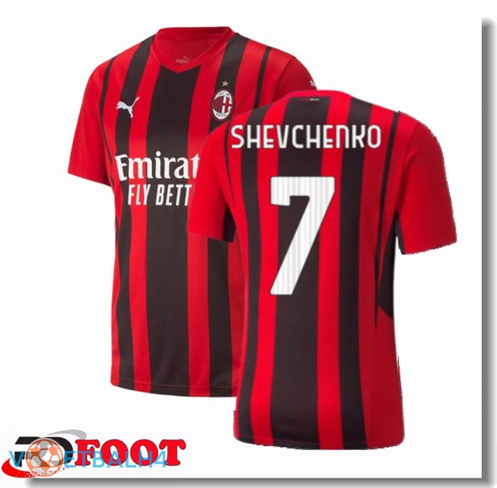 AC Milan（SHEVCHENKO 7）thuis jersey rood/zwart 2021/2022