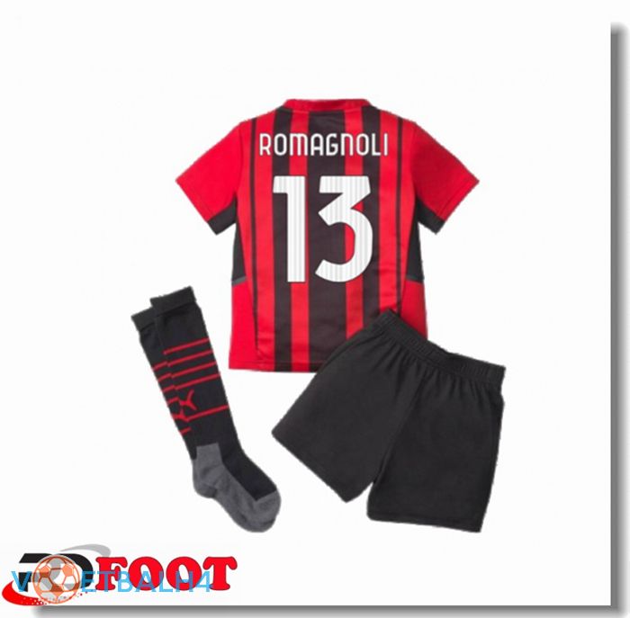 AC Milan（ROMAGNOLI 13）kinderen thuis jersey rood/zwart 2021/2022