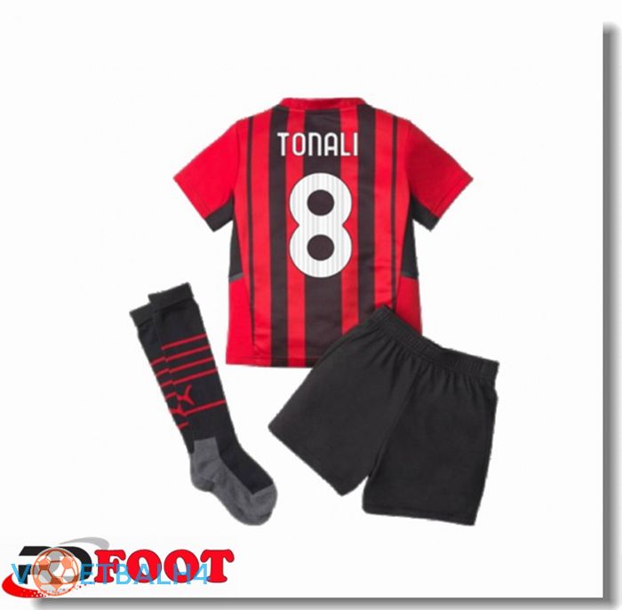 AC Milan（TONALI 8）kinderen thuis jersey rood/zwart 2021/2022