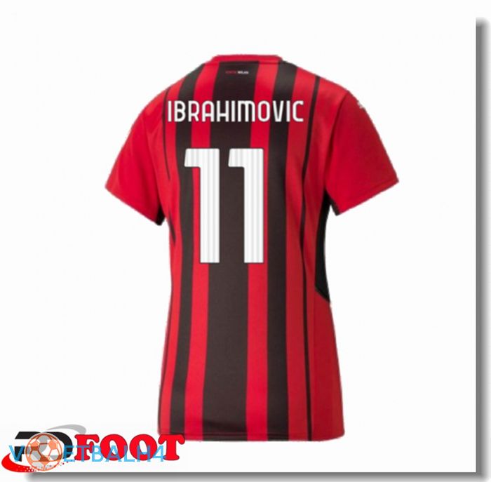 AC Milan（IBRAHIMOVIC 11）Dames thuis jersey rood/zwart 2021/2022