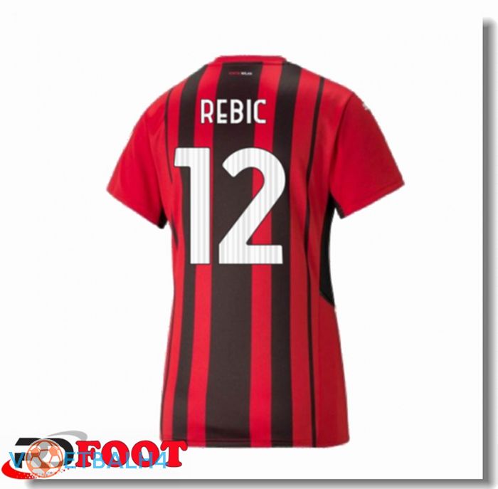 AC Milan（A.REBIC 12）Dames thuis jersey rood/zwart 2021/2022