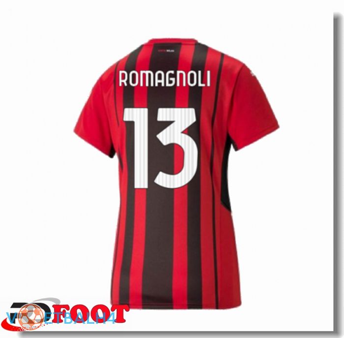 AC Milan（ROMAGNOLI 13）Dames thuis jersey rood/zwart 2021/2022