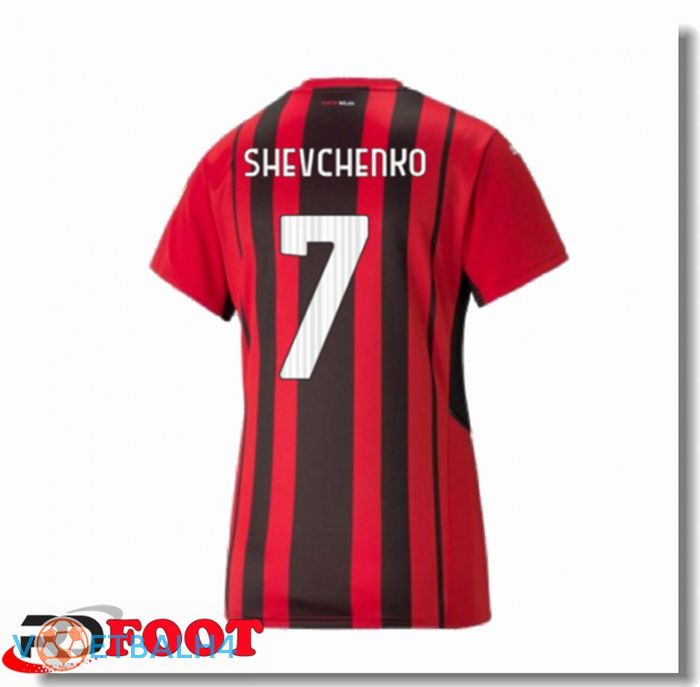 AC Milan（SHEVCHENKO 7）Dames thuis jersey rood/zwart 2021/2022