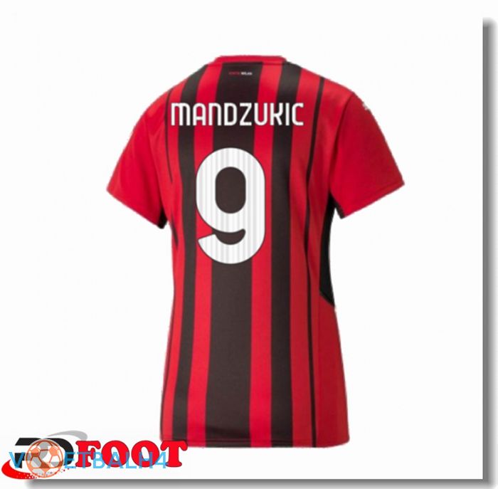 AC Milan（GIROUD 9）Dames thuis jersey rood/zwart 2021/2022