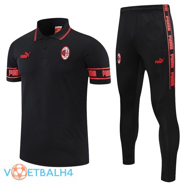 AC Milan Polo Shirt + broek zwart rood 2021/2022