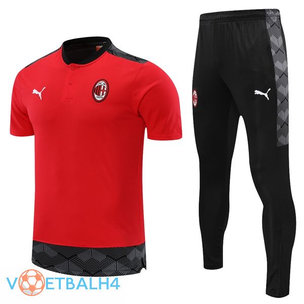 AC Milan Polo Shirt + broek rood zwart 2021/2022