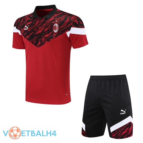 AC Milan Polo Shirt + korte broek rood 2021/2022