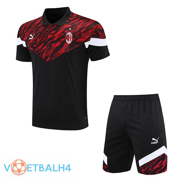 AC Milan Polo Shirt + korte broek zwart rood 2021/2022