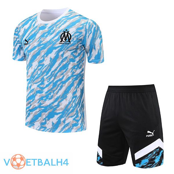 Marseille OM Training T Shirt + korte broek blauw wit 2021/2022