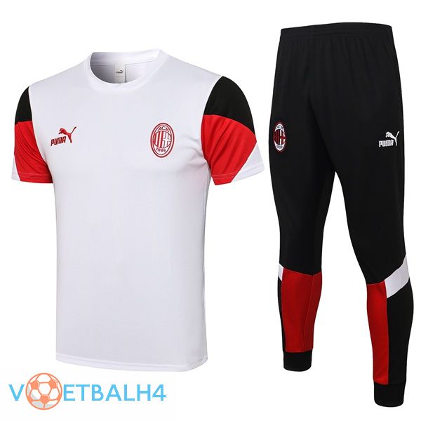 AC Milan Training T Shirt + broek wit rood 2021/2022