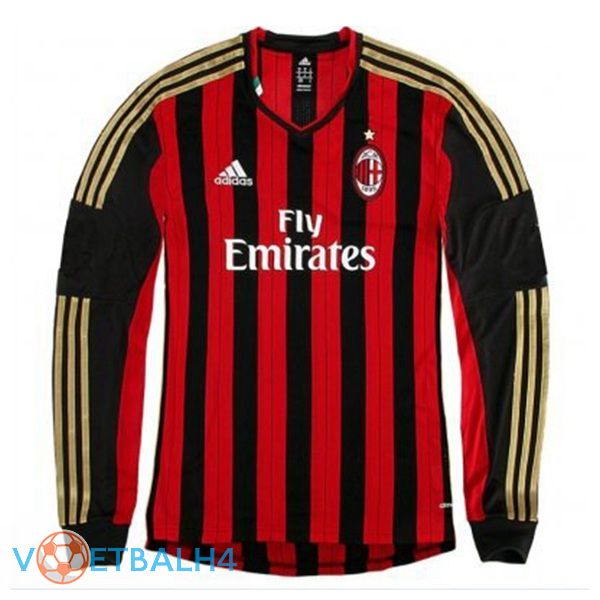 AC Milan Retro voetbal jersey thuis lange mouwrood 2013-2014