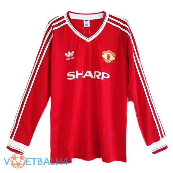 Manchester United Retro voetbal jersey thuis lange mouwrood 1986-1988