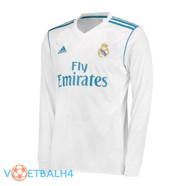 Real Madrid Retro voetbal jersey thuis lange mouwwit 2017-2018