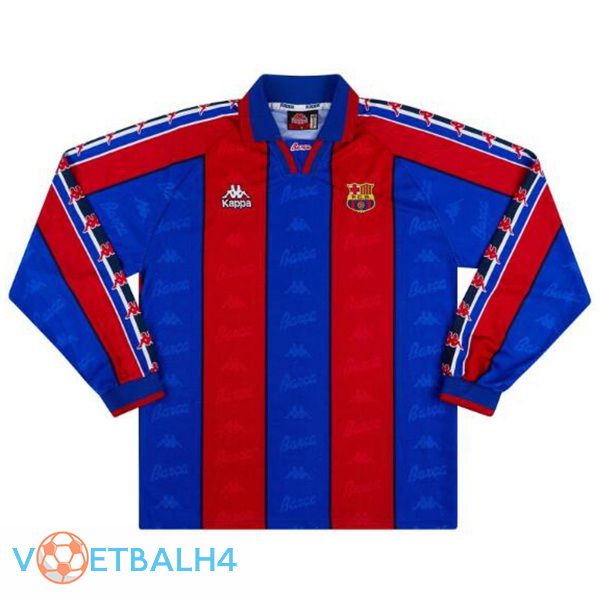 FC Barcelona Retro voetbal jersey thuis lange mouwrood blauw 1996-1997