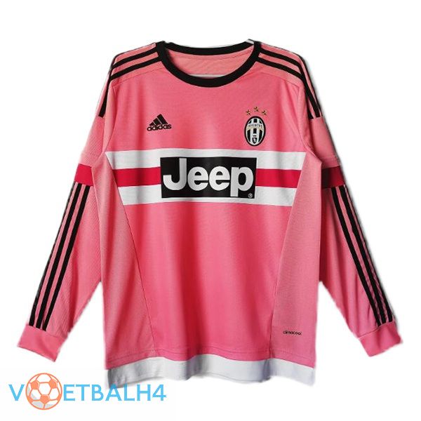 Juventus Retro voetbal jersey uit lange mouwroze 2015-2016