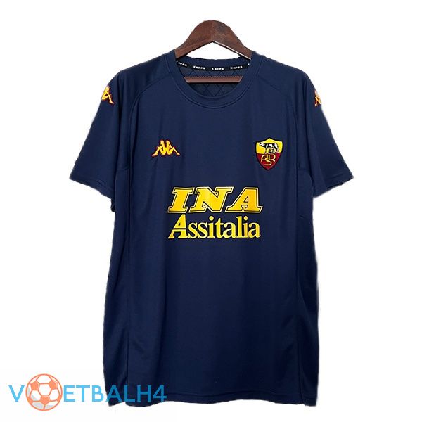 AS Roma Retro derde voetbal jersey blauw koninklijk 2000-2001