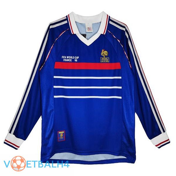 Frankrijk Retro voetbal jersey thuis lange mouwblauw 1998