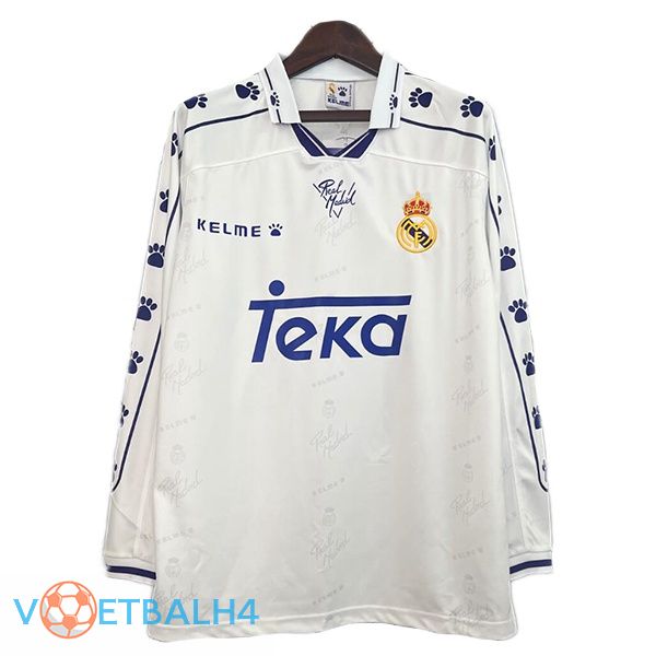 Real Madrid Retro thuis voetbal jersey lange mouwwit 1994-1996