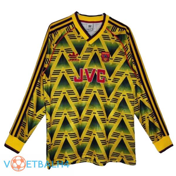 Arsenal Retro voetbal jersey uit lange mouwgeel 1991-1993