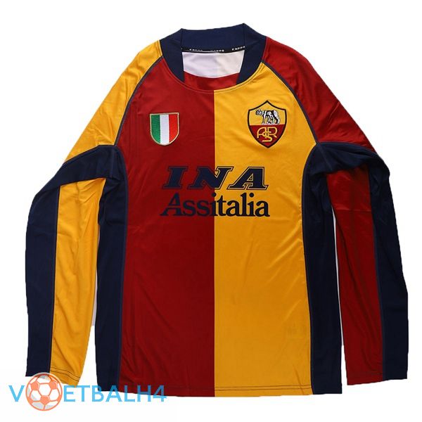 Roma derde Retro uit jersey lange mouwgeel 2001-2002