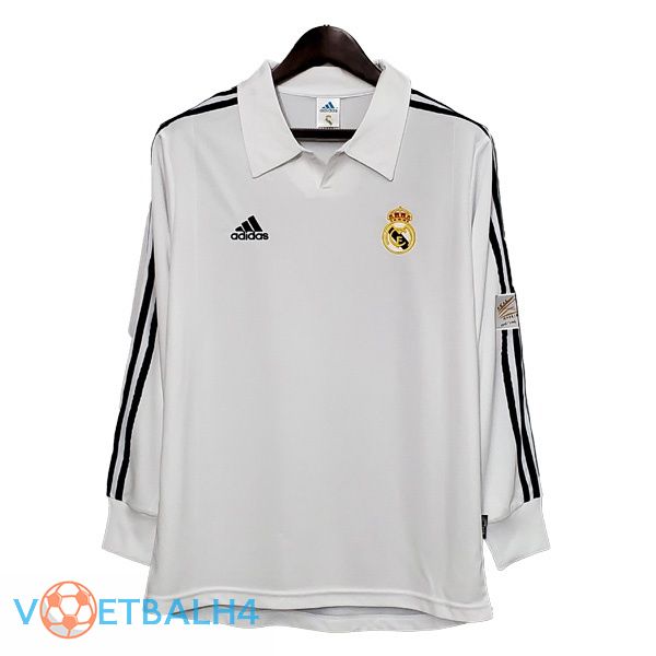 Real Madrid Retro thuis jersey lange mouwwit 2002