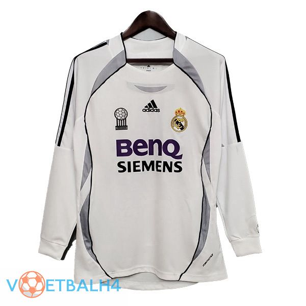 Real Madrid Retro thuis jersey lange mouwwit 2006-2007