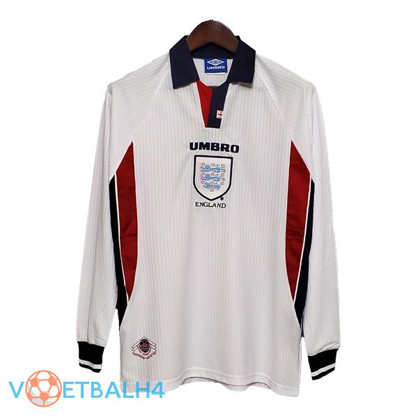 Engeland Retro thuis jersey lange mouwwit 1998