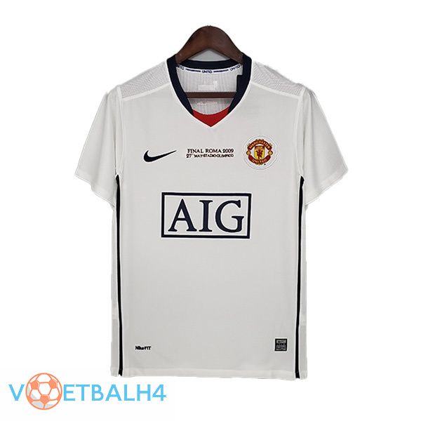 Manchester United Kampioens League Retro uit jersey wit 2008-2009