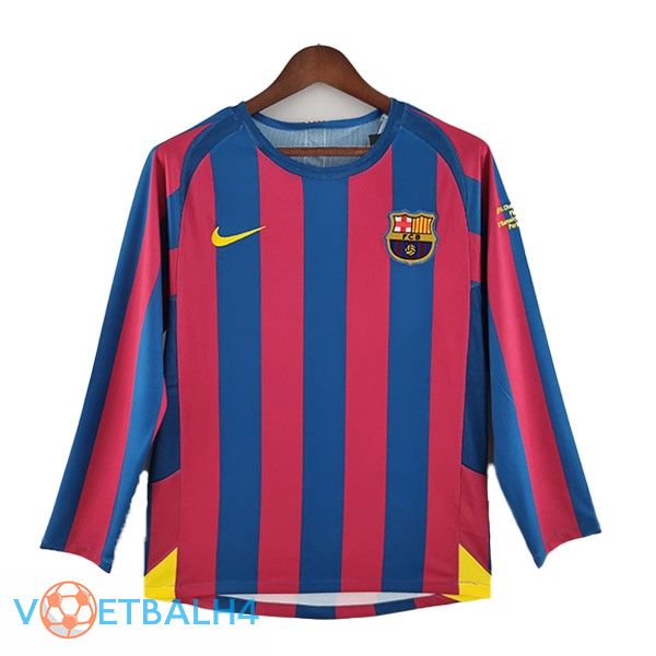 FC Barcelona jersey thuis Retro lange mouwrood blauw 2005-2006