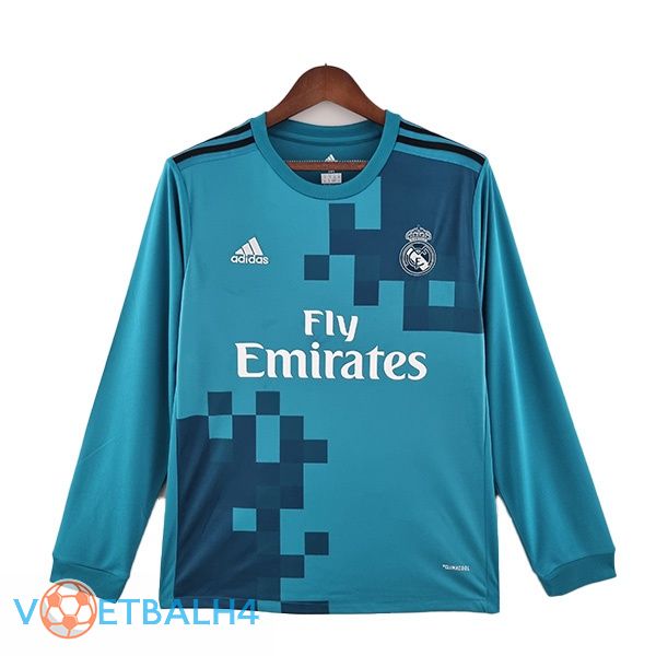 Real Madrid Retro jersey derde lange mouwblauw 2017-2018