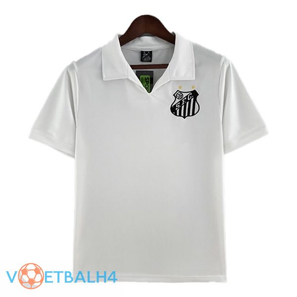 Santos FC Retro voetbal jersey thuis wit 1970