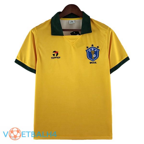 Brazilië Retro voetbal jerseys thuis geel 1988