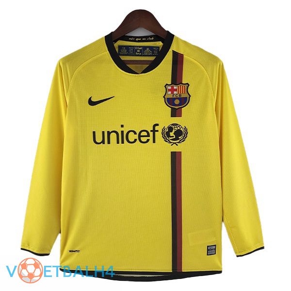 FC Barcelona Retro voetbal jerseys uit lange mouwgeel 2008-2009