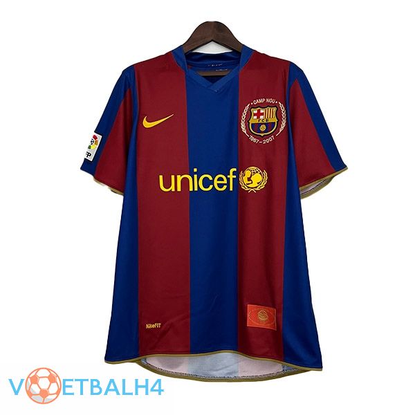 FC Barcelona Retro voetbal jersey thuis rood blauw 2007-2008