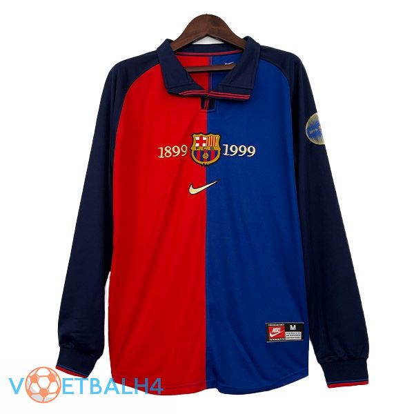 FC Barcelona Retro voetbal jersey 100th Anniversary lange mouwrood blauw