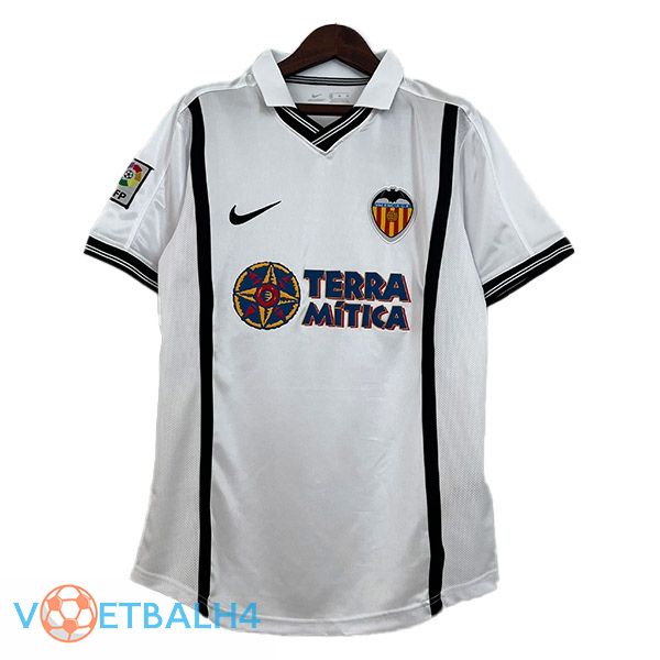 Valencia CF Retro voetbal jersey thuis wit 2000-2001