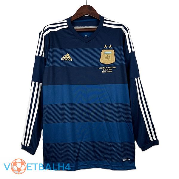 Argentinië Retro voetbal jersey uit lange mouwkoninklijk blauw 2014