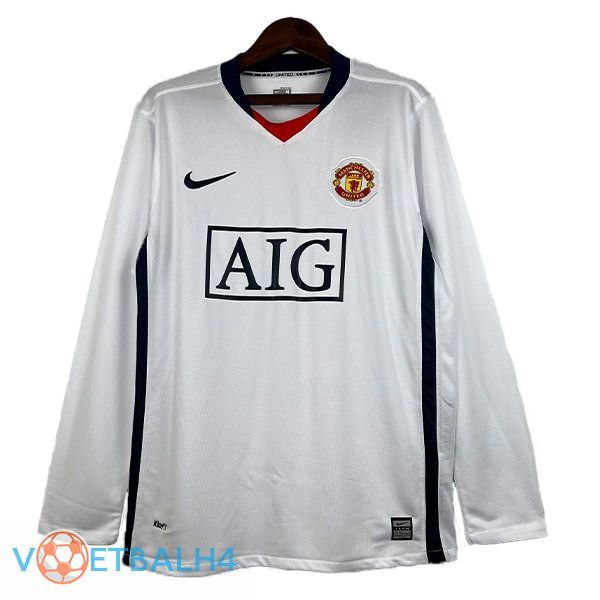 Manchester United Retro voetbal jersey uit lange mouwwit 2007-2008