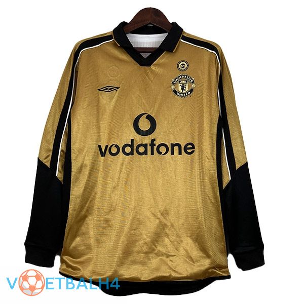 Manchester United Retro voetbal jersey 100th jubileum editie lange mouwgeel