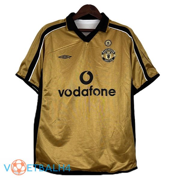 Manchester United Retro voetbal jersey 100th jubileum editie geel