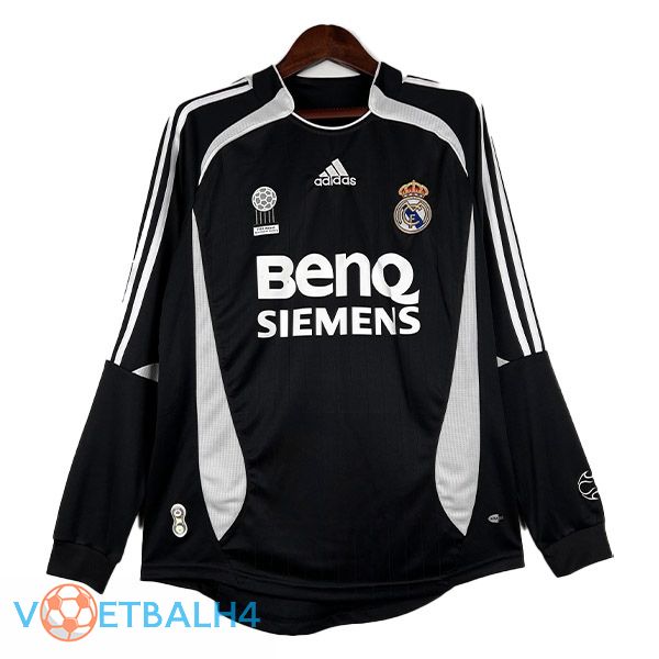 Real Madrid Retro voetbal jersey derde lange mouwzwart 2006-2007