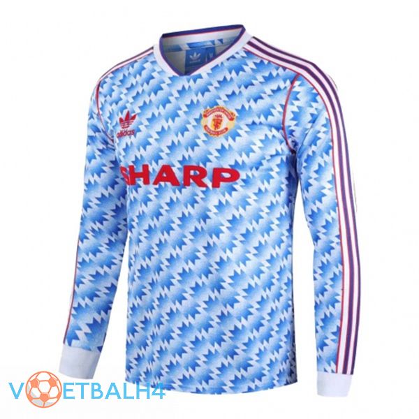 Manchester United Retro uit jersey lange mouwblauw 1990-1992