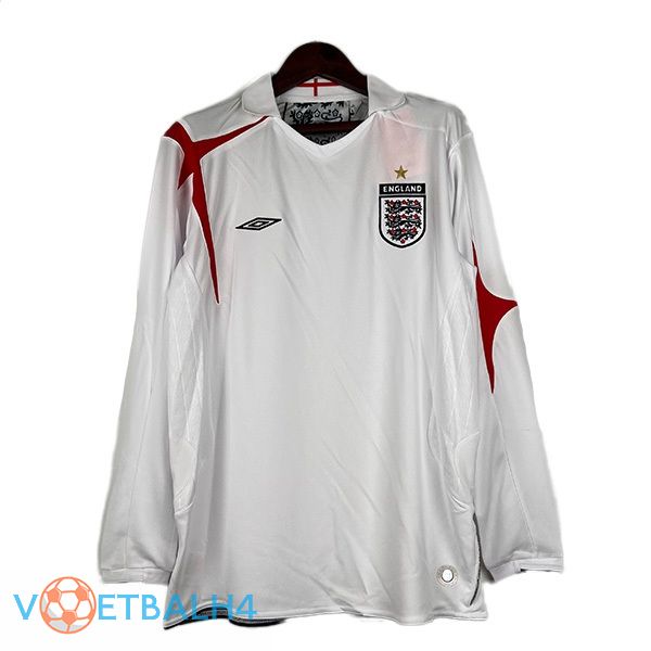 Engeland Retro voetbal jersey thuis lange mouwwit 2006