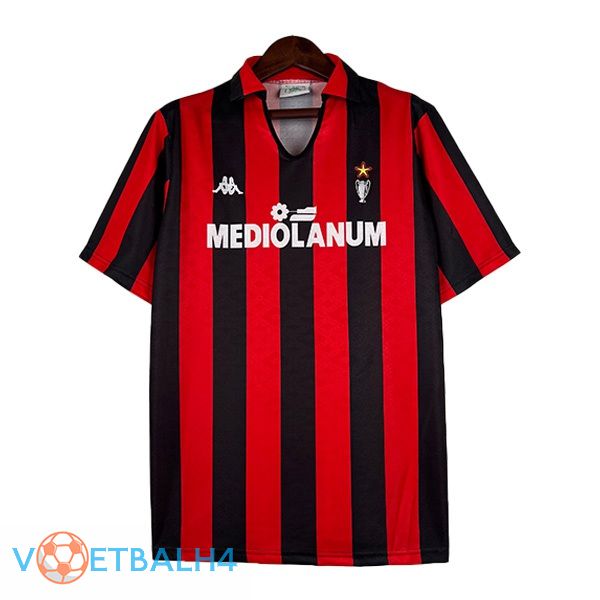 AC Milan Retro voetbal jersey thuis rood 1989-1990