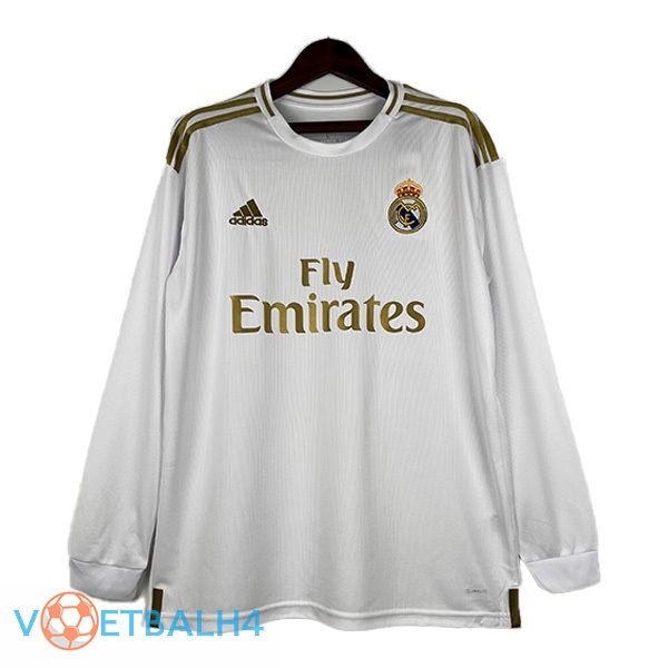 Real Madrid Retro voetbal jersey thuis lange mouwwit 2019-2020