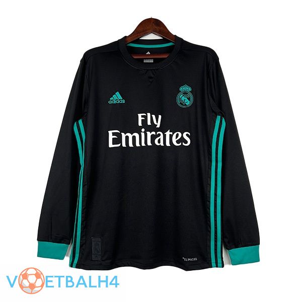 Real Madrid Retro lange mouwvoetbal jersey uit zwart 2017-2018