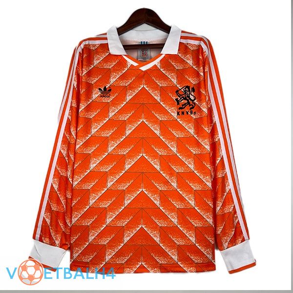 Nederland Retro thuis voetbal jersey lange mouworanje 1988